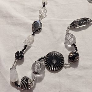 Llia Sophia Long Black & Silver Beaded Necklace